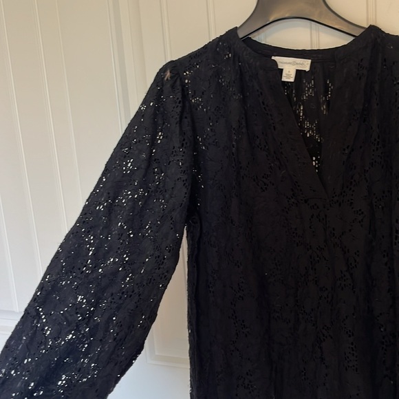 NWT Treasure Bond Lace Lined Peasant Midi Dress Black V-Neck Long Sleeve Small - Picture 10 of 15